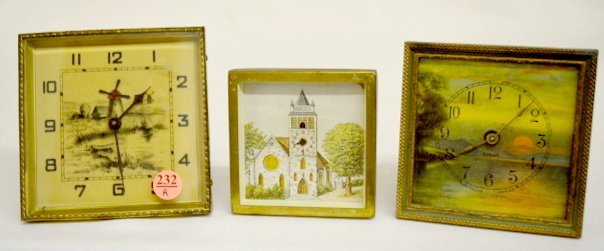 3 Antique Scenic Dresser Clocks