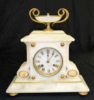 S Marti Alabaster Mantel Clock