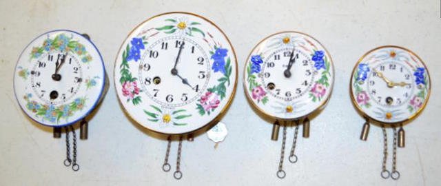 4 Antique Enamel Dial Pendulette Clocks
