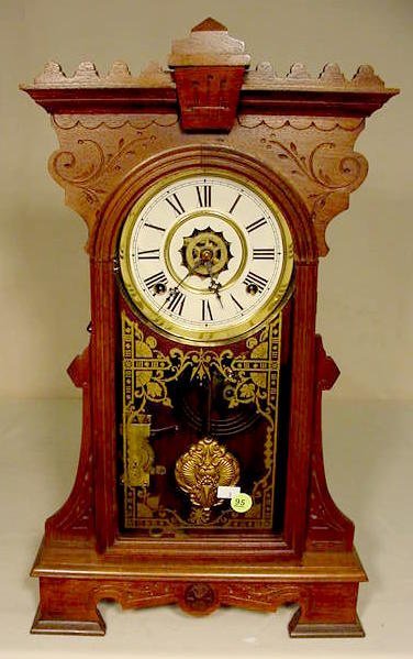 Waterbury Walnut Parlor Clock With Alarm