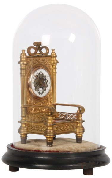 Gilt Brass & Porcelain Throne Novelty Clock