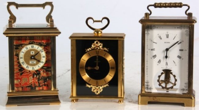 3 Brass Carriage Clocks