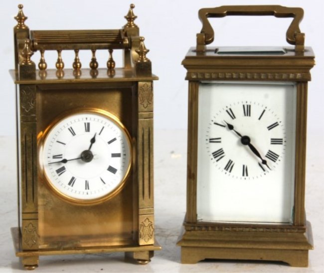 2 Pc. Brass Carriage Clocks