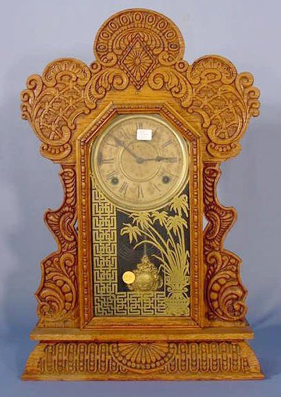 Ingraham Pressed Oak Parlor Clock
