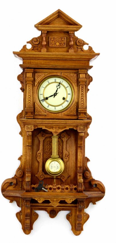 Antique Gustav Becker Clock, Ornately Carved Wood