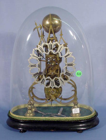 English Fusee Bell Striking Skeleton Clock