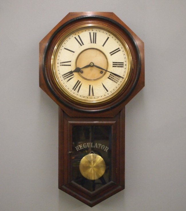 Ansonia long drop schoolhouse clock