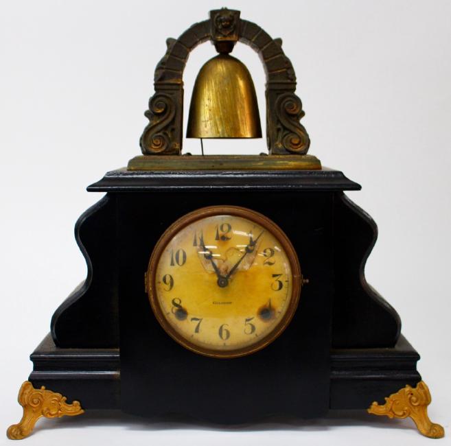 Early 20th century ‘Curfew’ bell top mantel clock by Gilbert Clock Co