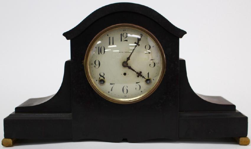 Early 20th century Walnut case tambor mantel clock by Seth Thomas Clock Co