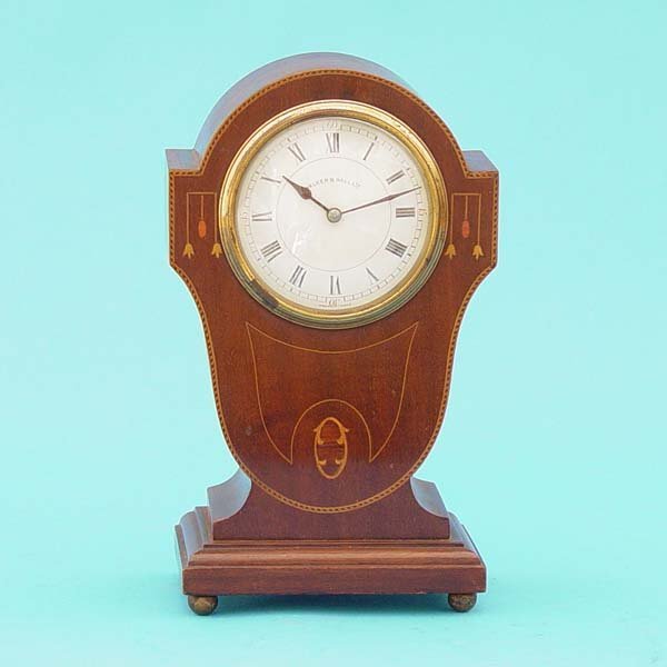 French Inlaid Mahogany Mantel Clock