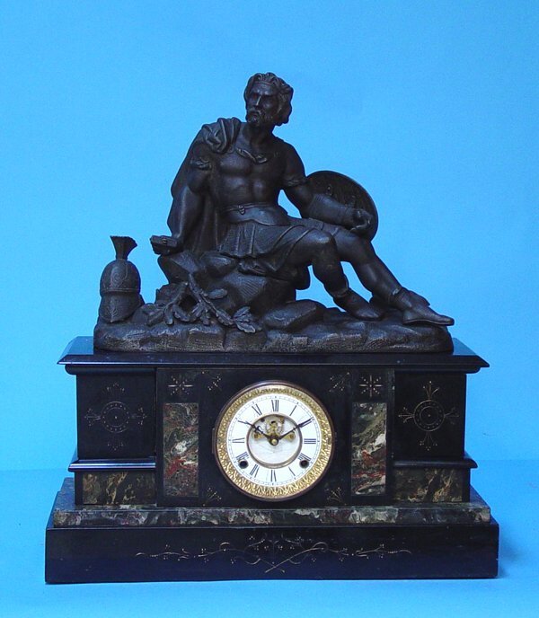 New Haven Seated Warrior Statue Mantel Clock