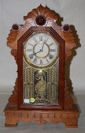 Unmarked Kitchen Clock, Walnut Spoon Carved