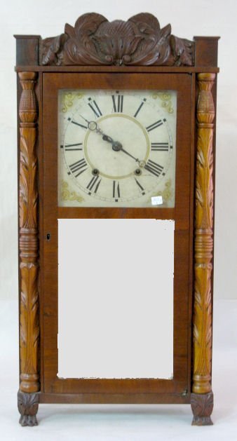 Eli Terry Jr. & Co. Carved 2 Wt. Wood Works Clock