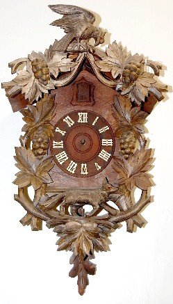 Black Forest Carved Bird & Fox Cuckoo Clock