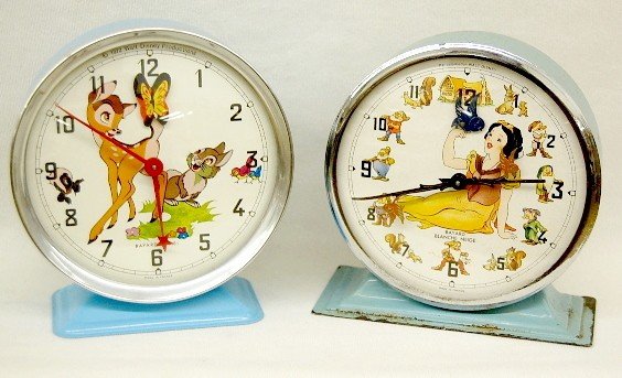 2 French Walt Disney Alarm Clocks