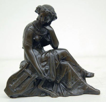 Seated Lady Metal Clock Statue