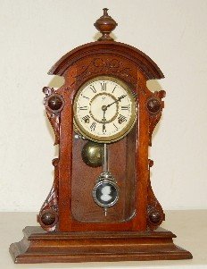 Waterbury Walnut Parlor Clock w/ Lady Pendulum