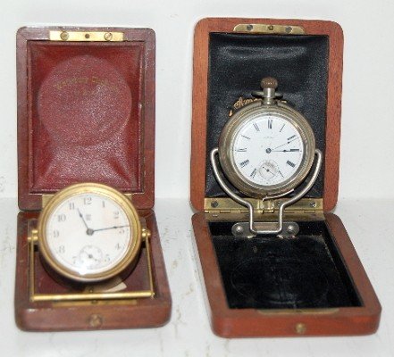 2 Traveling Clocks in Wood Cases