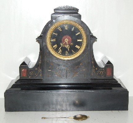 French Marti Slate & Marble Mantle Clock