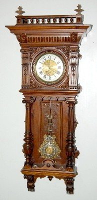 German Fancy Carved Wall Regulator Clock