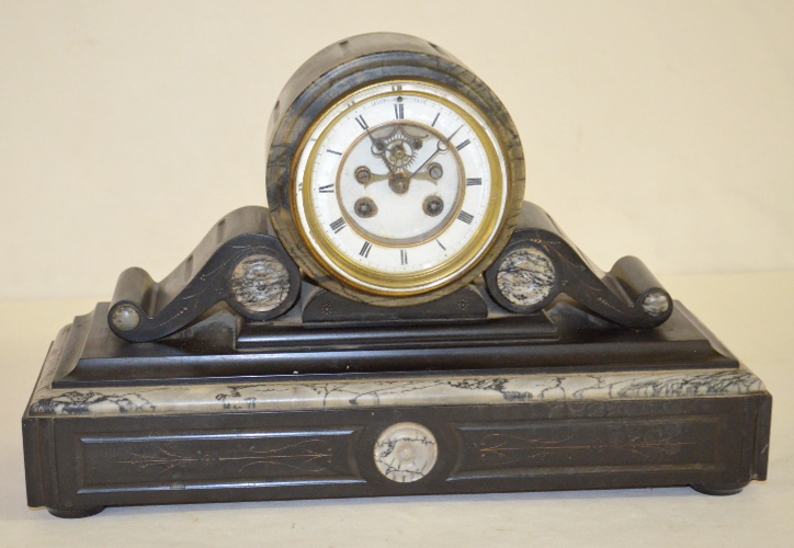 Antique French S. Marti Slate and Marble Mantel Clock