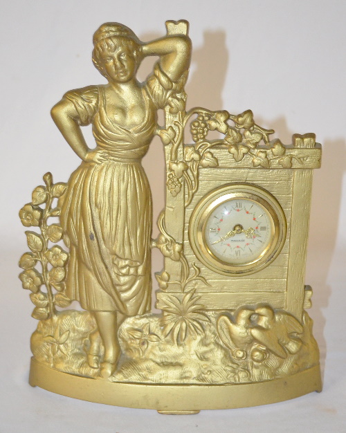 Antique German Metal Tin Can Movement Novelty Clock