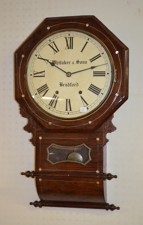 Antique English M.O.P. Inlaid Scroll Wall Clock