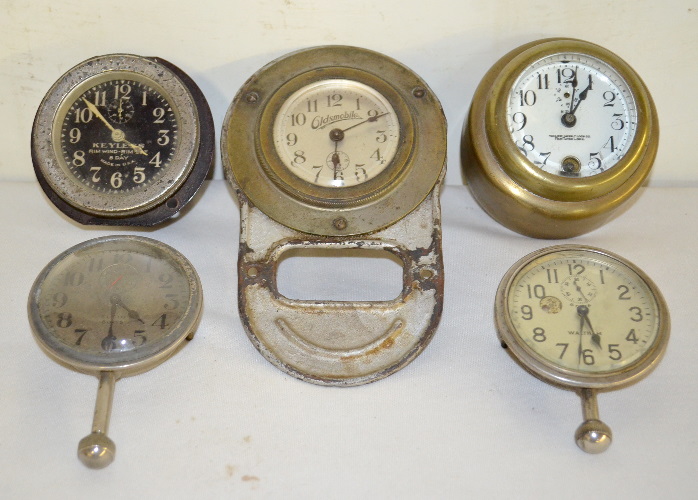 5 Vintage Car and Rim Wind Clocks