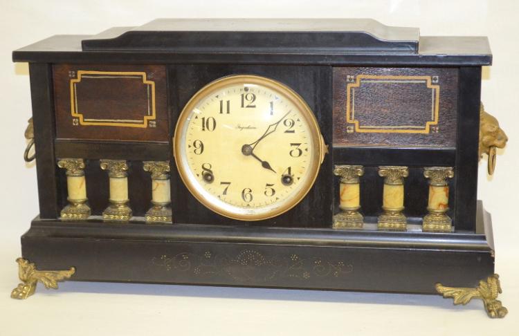 Antique Enameled Wood Ingraham “DeSoto” Mantel Clock