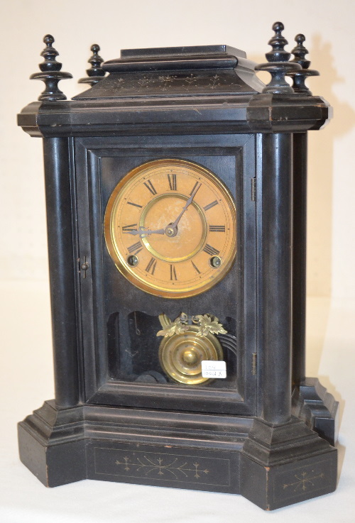 Antique Ingraham Enameled Wood “Domino” Shelf Clock