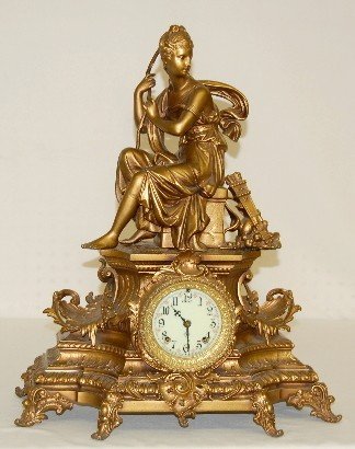 Ansonia Undine and Huntress Statue Clock