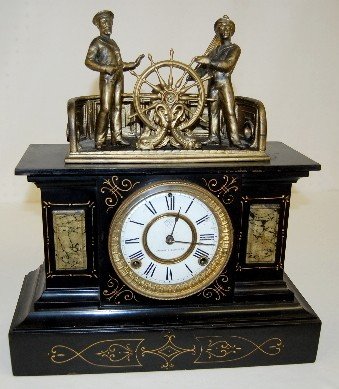 Ansonia Helmsman Iron Case Animated Clock