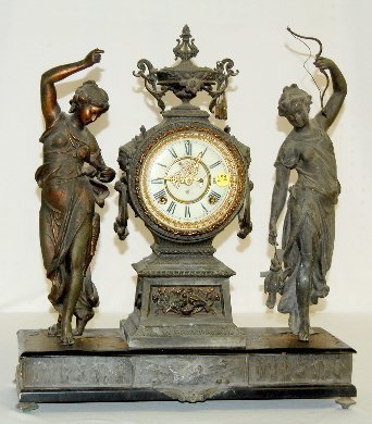 Ansonia Female Fisher and Hunter Clock