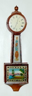 Banjo Clock, Signed L. Rogers, Weight Driven
