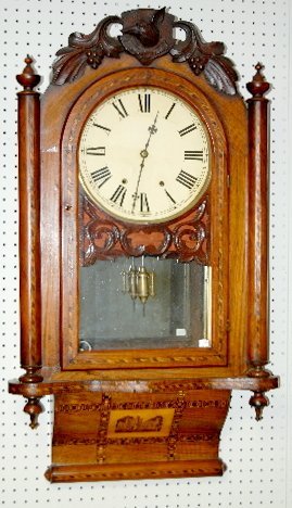 Jerome Inlaid Scroll Hanging Clock, 8 Day, T & S