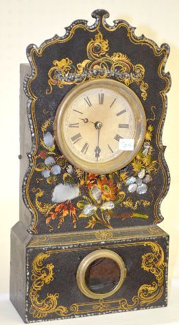 Mother of Pearl Inlay Iron Front Shelf Clock