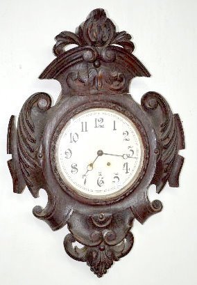European Black Forest Style Carved Wall Clock