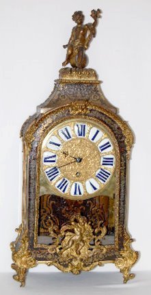 Early Figural French Boulle Style Shelf Clock