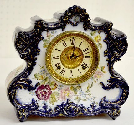 Ansonia Dresden “Extra” Blue Porcelain Clock