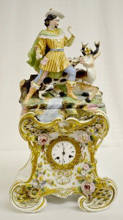 Antique French Porcelain 3 Piece Mantel Clock