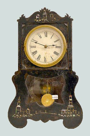 Upson Bros. Iron Front Clock w/M.O.P. Inlay