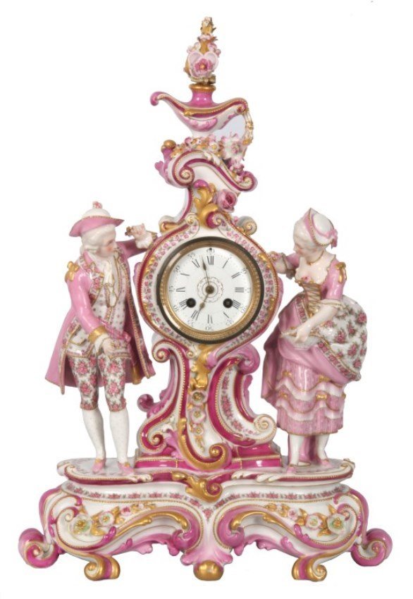 French Figural Porcelain Mantle Clock