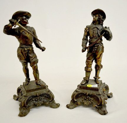Pair of Don Juan & Don Cesar Clock Statues, 14″