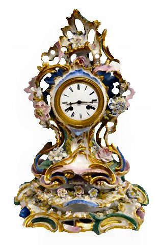 Antique Porcelain 2 Piece Silk String Clock