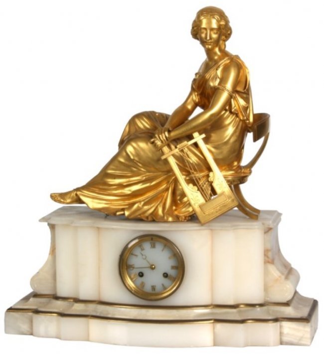 French Bronze & Onyx Mantle Clock