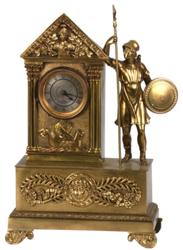 Miniature French Bronze Fusee Mantle Clock