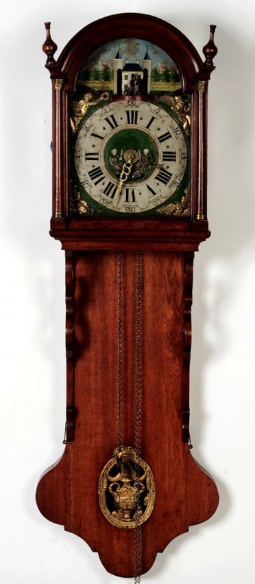 AN ANIMATED 18TH C. DUTCH FRIESLAND WALL CLOCK