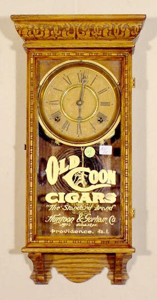 Oak 1/4 Store Regulator Advert. Coon Cigars