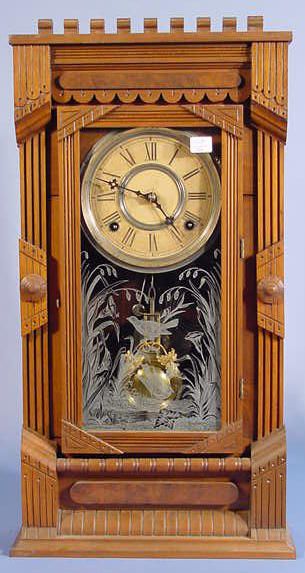 Ornate Walnut Case Gilbert Parlor Clock