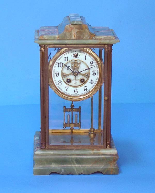 Gilbert Green Onyx Crystal Regulator Clock